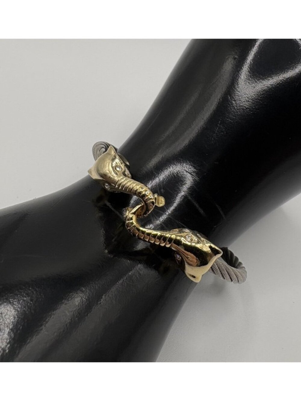 Park Lane Elephant Heads Cable Cuff Bracelet Swarovski Crystals Silver Gold Tone